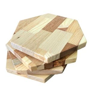Handcrafted Coasters Hexagon Drink Coasters Set of 4 Reclaimed Wood